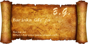 Barinka Géza névjegykártya