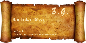 Barinka Géza névjegykártya
